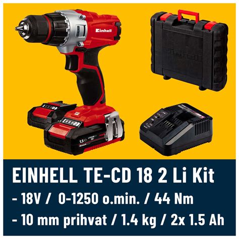 Einhell Aku Bušilica U Setu Te Cd 18 2 Li Kit 2x1 5 Ah Skatt Trgovina Alata