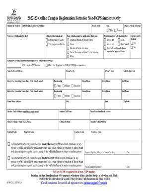 Fillable Online Online Campus Registration Form For Non Fcps