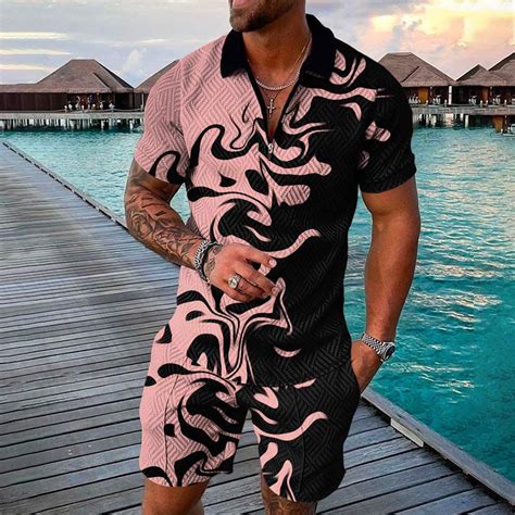 Harpily Men Suits D Short Sleeve Suit Shorts Beach Tropical Hawaiianss