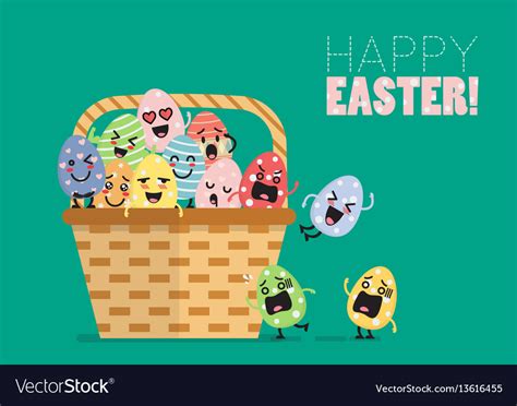wicker basket  easter eggs royalty  vector image
