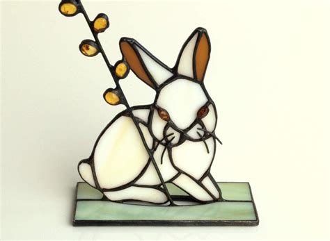 Stained Glass Easter Rabbit Easter Bunny By Amberglassart On Etsy