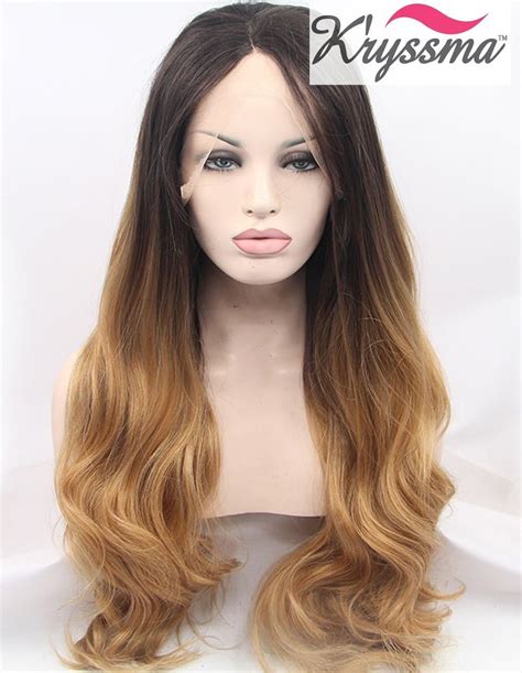 K Ryssma Natural Looking Synthetic Hair Ombre Blonde Wavy Wigs For