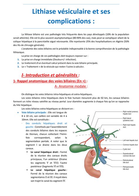 Lithiase V Siculaire Et Ses Complications Lithiase V Siculaire Et Ses