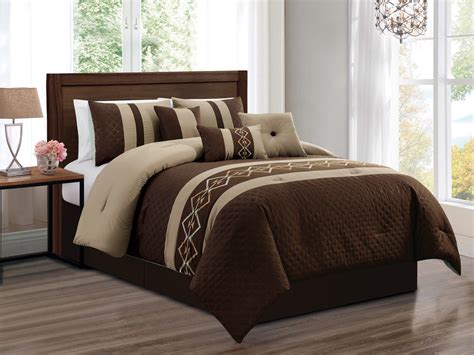 11-Pc Wyome Diamond Triangle Southwest Comforter Curtain Set Brown Tan ...