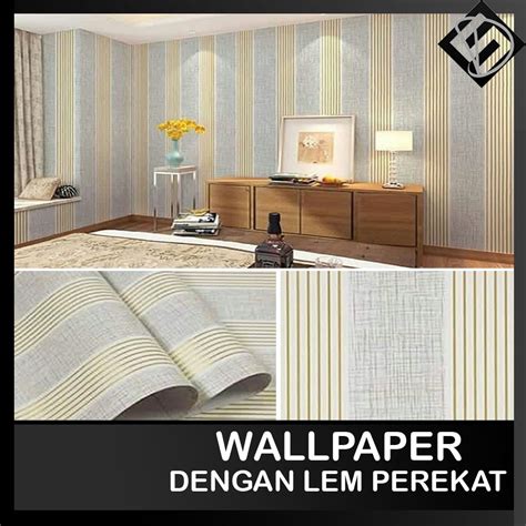 Jual Cod Wallpaper Dinding Wallpaper Stiker Motif Salur Biru Kg