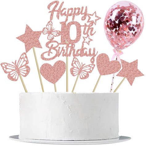 Buy Th Birthday Cake Topper Rose Gold Happy Th Birthday Cake Topper