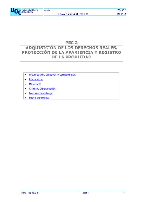 73513 Sol PEC 2 2021 1 Solucion Evaluacion Continua Derecho Civil III