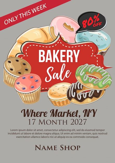 Premium Vector Bakery Sale Poster In Hand Drawn Style