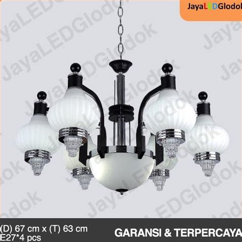 Jual Lampu Gantung Minimalis Ruang Tamu Hias Putih Hitam Kaca Cabang 6