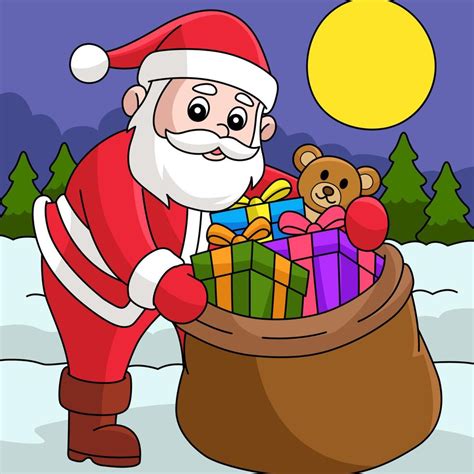 Christmas Santa Claus With Bag Colored Cartoon 10788989 Vector Art At