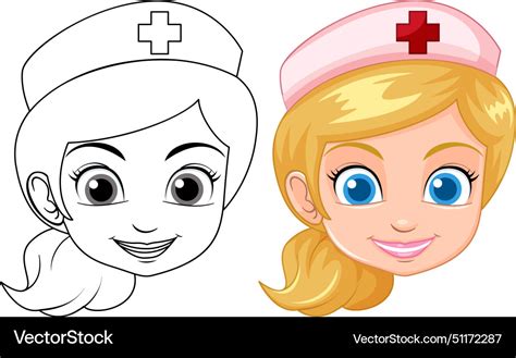 Two cartoon nurse black and white color Royalty Free Vector