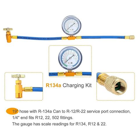 R134a Ac Recharge Hose W Gauge Bpv31 Piercing Tap Valve Core Adapter Kit