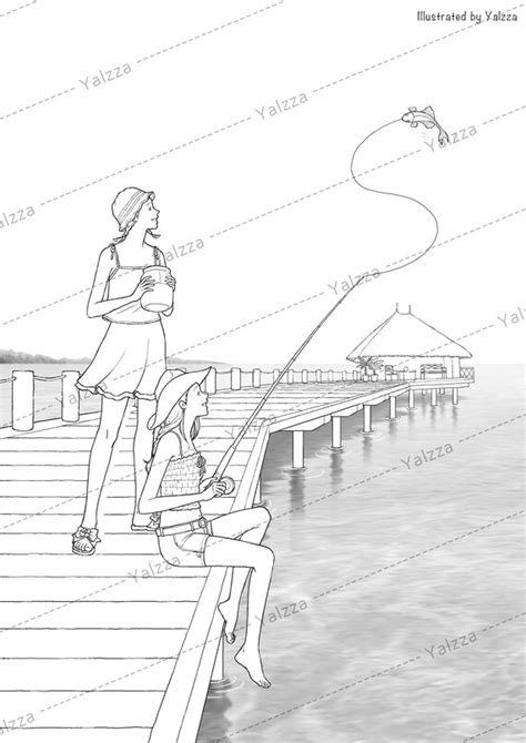 Girl Fishing Coloring Page