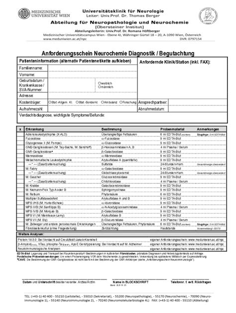 Ausfüllbar Online Abteilung fr Neuropathologie und Neurochemie NPNC