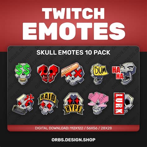 Twitch Emote Pack Skull Etsy