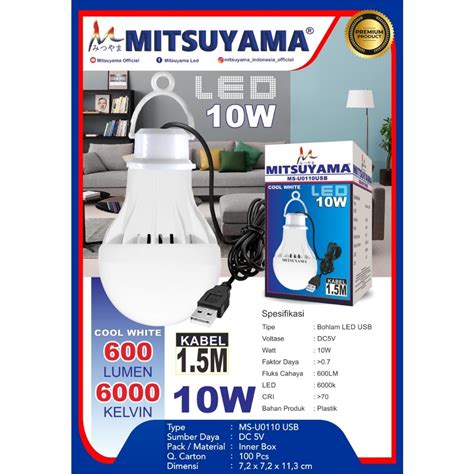 Jual Lampu Bohlam LED USB Mitsuyama Emergency 10 Watt Lampu Darurat