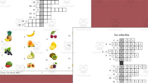 Fruits And Berries Crossword Spanish Nombra Las Frutas Y Bayas By