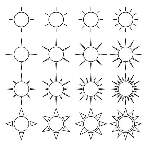 set of sun icon outline vector illustration 22959099 Vector Art at Vecteezy