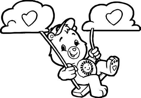 Care Bears Swing Cloud Adventures In Care A Lot Coloring Page