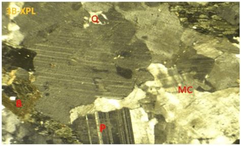 Photomicrographs Of Mica Schist B Biotite P Plagioclase Q Quartz Download Scientific