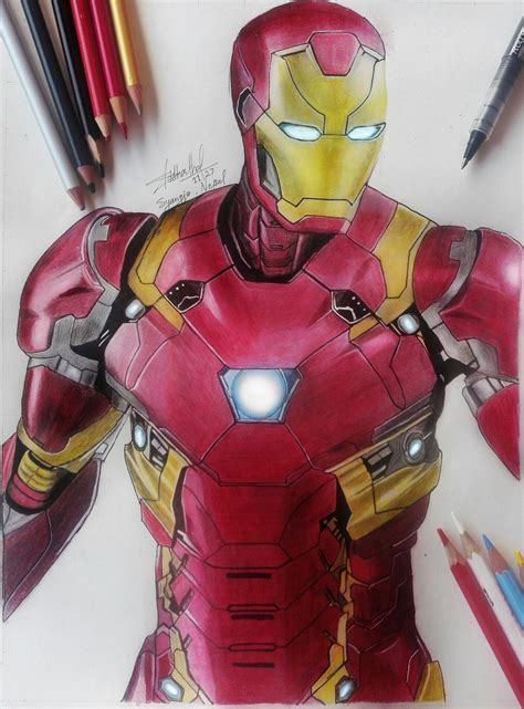 Realistic Iron Man Drawings