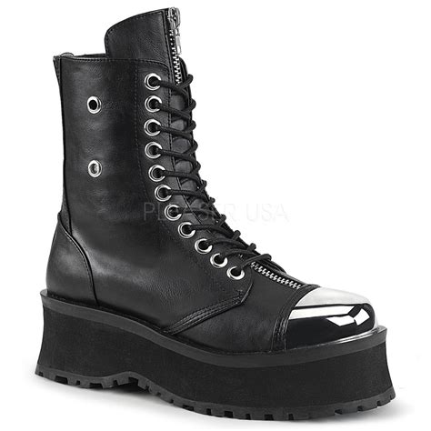 2 Black Platform Steel Toe Capped Boot Demonia Gravedigger 10