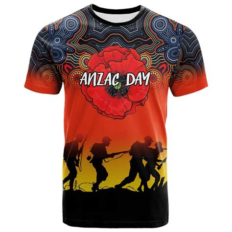 AIO Pride Anzac Day T Shirt Aboriginal Dot Painting Art AIO Pride