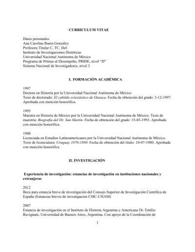 Curriculum Vitae Junta De Gobierno Unam