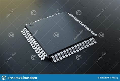 3d Render Of Microchip Or Semiconductor Chip For Computin Or