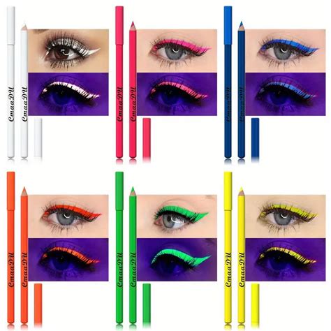 12 Colors Fluorescent Eyeliner Pen Uv Glow Neon Eyeliner Temu