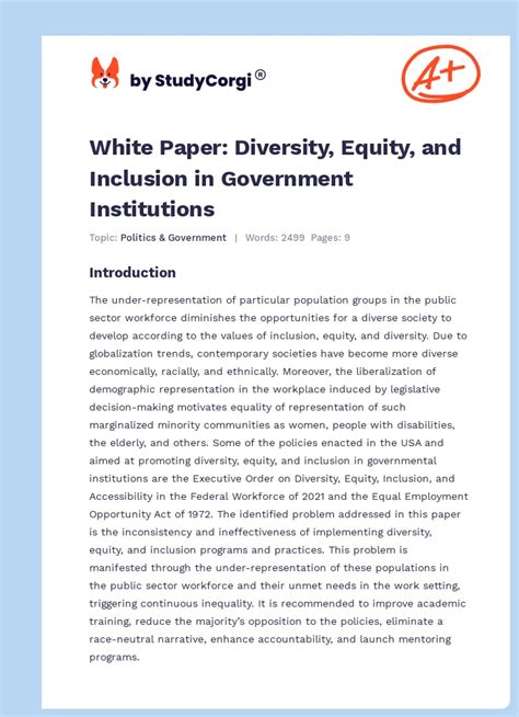 White Paper Diversity Equity And Inclusion In Government