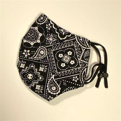 Black Bandana Face Mask Onyx Bandana Face Mask Washable Etsy