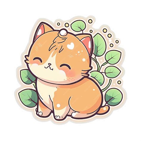 Adorable et mignon chat kawaii Sticker Design Illustration | Photo Premium