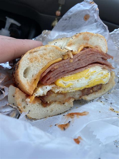 New Jerseys Finest Taylor Ham Hash Brown Egg And Cheese On An Everything Bagel Foodporn