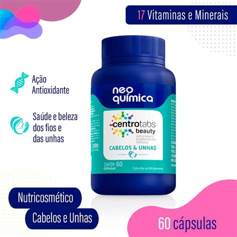 Vitamina Centrotabs Cabelos e Unhas 60 comprimidos Neo Química Shopee