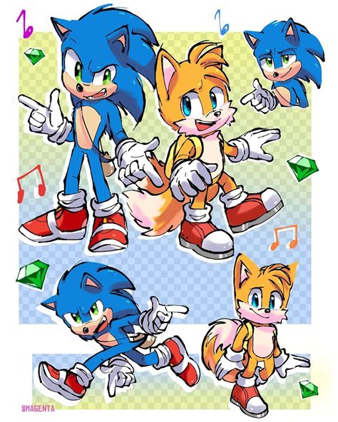 sonic the hedgehog and other characters in different poses