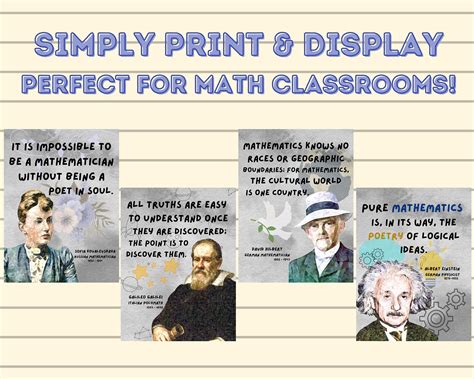 Famous Mathematicians Posters Set Of 8 Printable Math Etsy