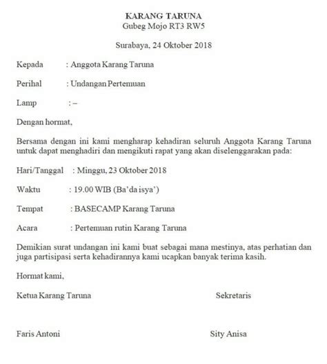 Contoh Surat Undangan Resmi Terbaru Yang Baik Dan Benar