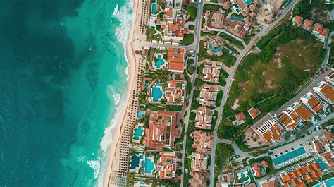 Aerial Top Down View Of Houses And Housing Complexes In Cancun Mexico