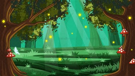 Magical Forest Background Cartoon Vector Clipart - FriendlyStock