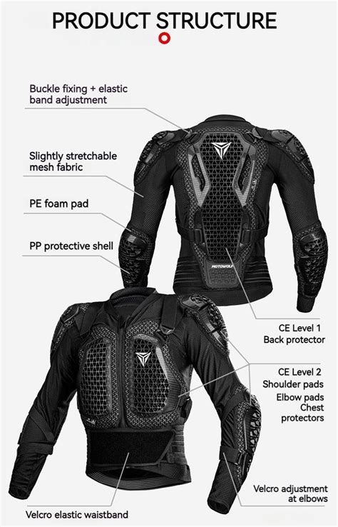 motowolf motorcycle full body armor jacket spine chest protection