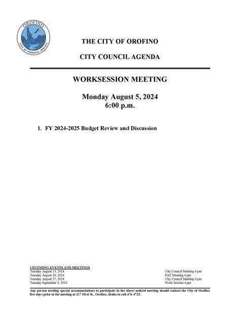 City Council Worksession Meeting Agenda Official