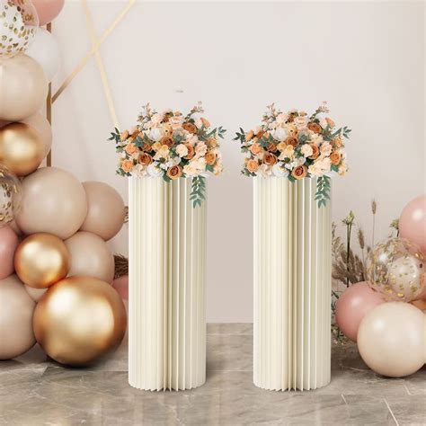 Miumaeov Foldable Cardboard Centerpiece Display Cylinder Flowers Stand