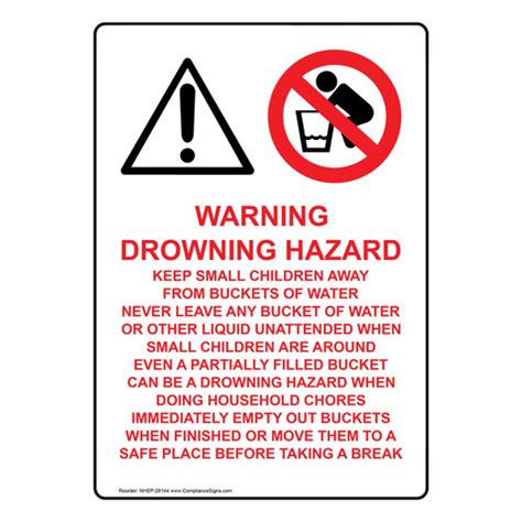 Vertical Sign - Water Safety - Warning Drowning Hazard