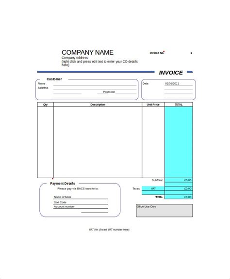 Self Employment Invoice Template