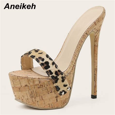 Cheap Aneikeh Sexy Leopard Platform Sandals High Heels Summer