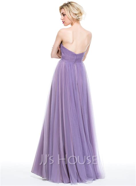 A Lineprincess Sweetheart Floor Length Tulle Bridesmaid Dress With Ruffle 007076095 Jjs House