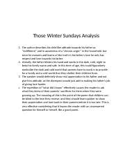 Those Winter Sundays Analysis.docx - Those Winter Sundays Analysis 1 ...