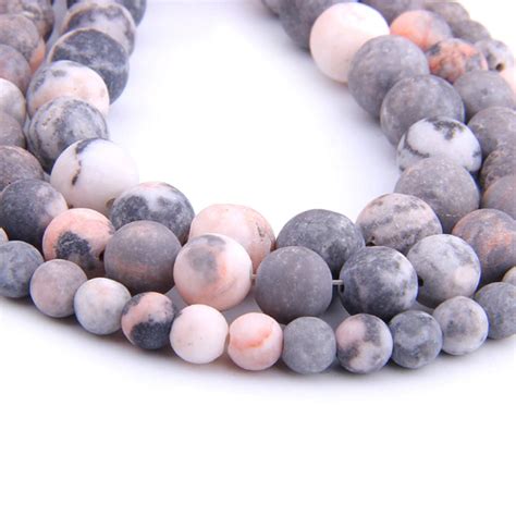 6 8 10 12mm Matte Natural Stone Beads Pink Zebra Round Bead Etsy