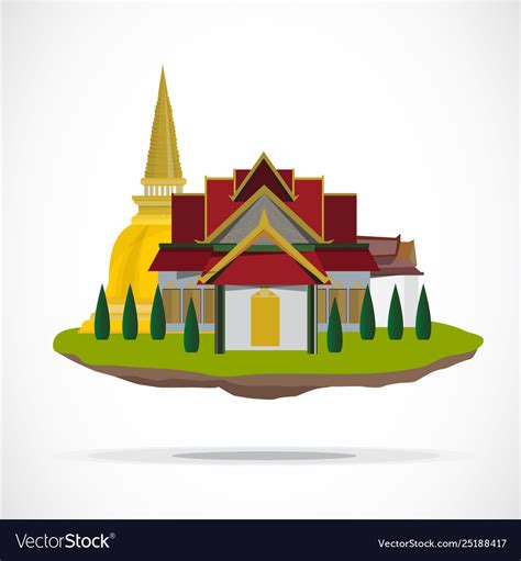 Thai Temple Palace Royalty Free Vector Image Vectorstock